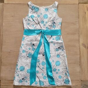 VINTAGE Jessica Howard Sleeveless Shift White Tiffany Blue Dress size 10 8